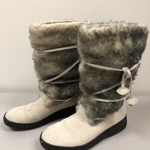 Bates Floaters Vintage Suede Leather Wool Lined Boots Size 6.5 US